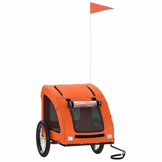 Bicycle dog trailer 45 kg Bicycle trailer for dogs Orange Oxford fabric and iron