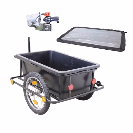 Bicycle cargo trailer, bicycle trailer with coupling, 90L, tarpaulin, handcart, transport trailer