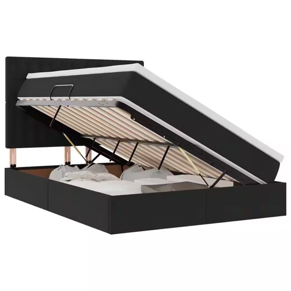 Bed with Storage and LED Lighting, Black, 140 x 190 cm, Velvet