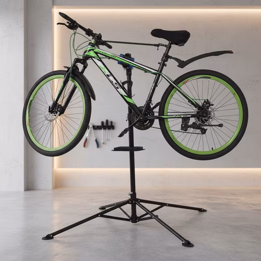 Bicycle repair stand, 360° rotatable, height adjustable