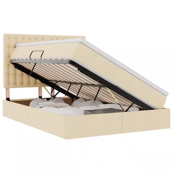 Storage Bed with Mattress Cream 140 x 190 cm Polyester