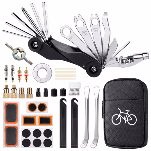 Bicycle repair kit, bicycle patch kit for on the go, 17 in 1 bicycle tool set