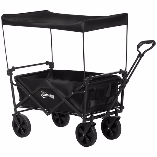 Bicycle cargo trailer, foldable transport trolley with sun canopy, handcart with handle - Image 4