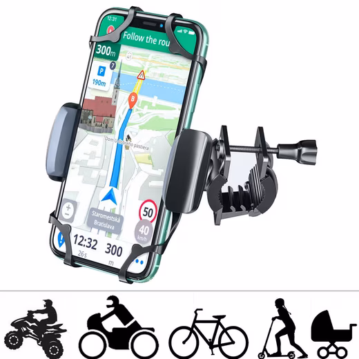 Bicycle phone holder with rubber band