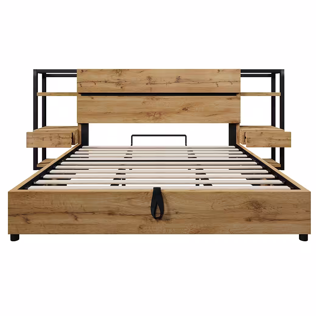 Wooden bed, double bed 180×200cm, hydraulic storage bed - Image 3