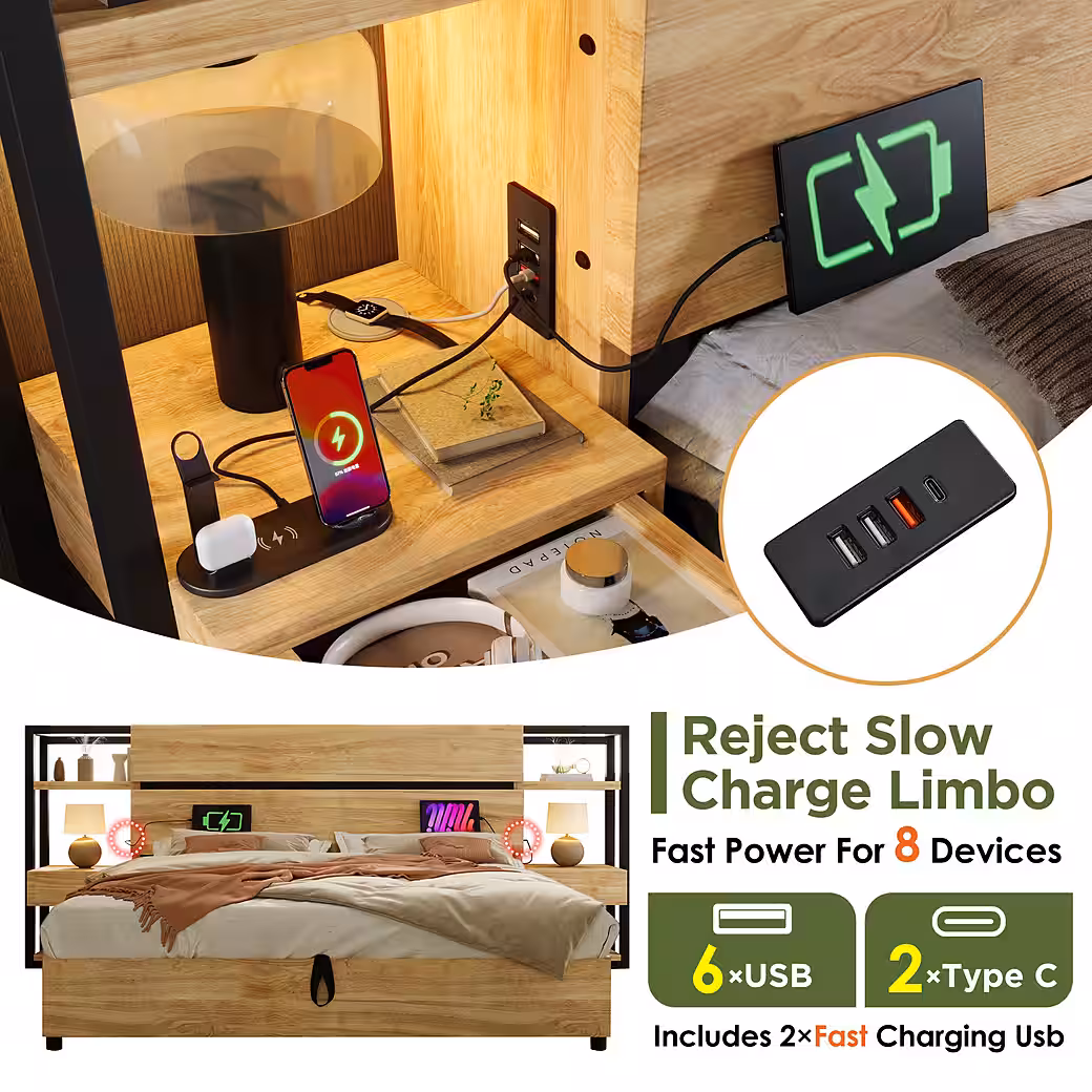 Wooden bed, double bed 180×200cm, hydraulic storage bed - Image 2