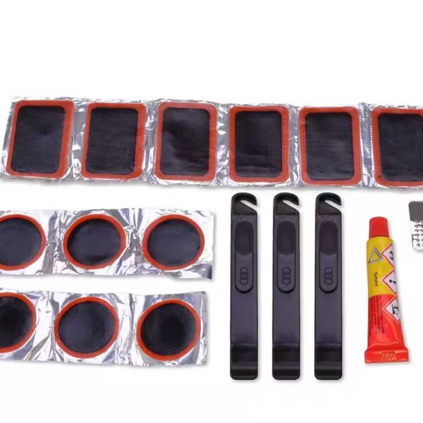 Bicycle repair kit, bicycle puncture repair kit with tire levers, 19-piece