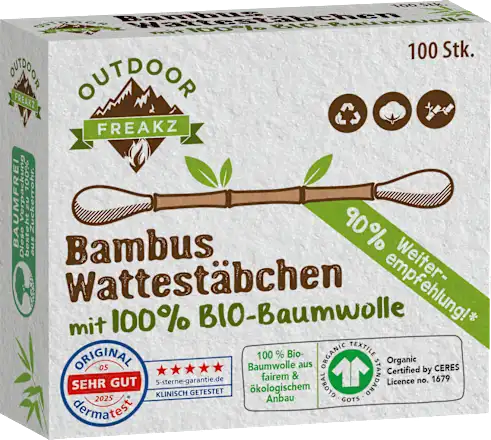 Bamboo cotton swabs, 100 pieces