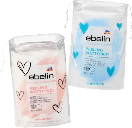 Cotton pads exfoliating hearts, 40 pieces