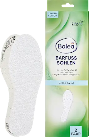 Barefoot insoles, white, sizes 34-41 (2 pairs), 4 pieces