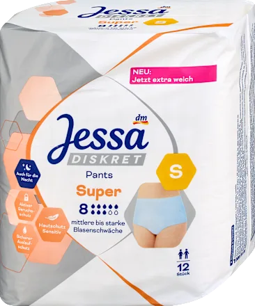 Incontinence Pants, Super Size S, 12 pieces