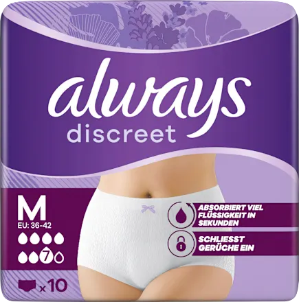 Discreet Incontinence Pants Plus Size M, 10 pieces
