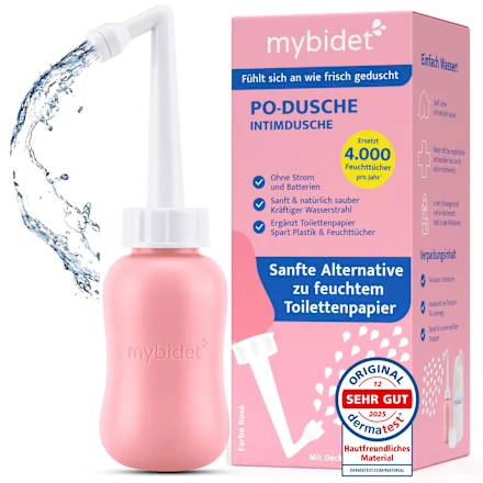 Rosé-colored bidet and intimate wash, including travel bag and lid, 1 pc.