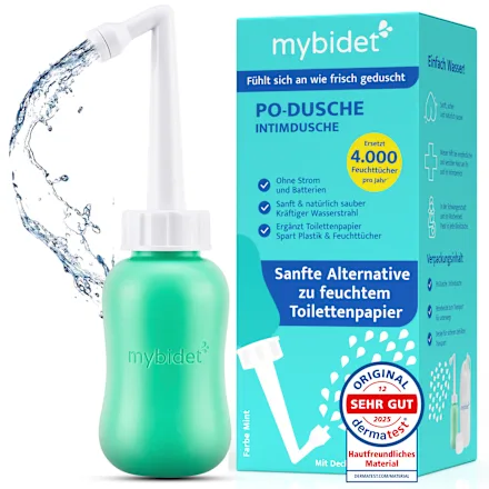 Mint-colored bidet and intimate wash, including travel bag and lid, 1 pc.