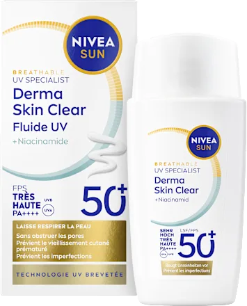 Sunscreen facial fluid derma skin clear UV Fluid with niacinamide, SPF 50+, 40 ml
