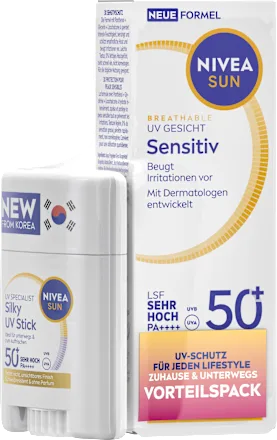 Sensitive facial sun fluid SPF 50+ & sensitive sun stick SPF 50+, 1 pc.
