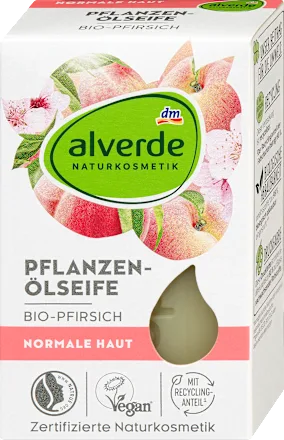 Bar of vegetable oil soap with peach, 100 g