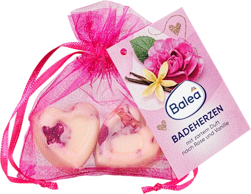 Rose-vanilla bath hearts, 36 g