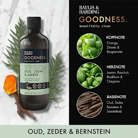 Goodness Oud, Cedar & Amber Shower Gel, 500 ml - Image 5
