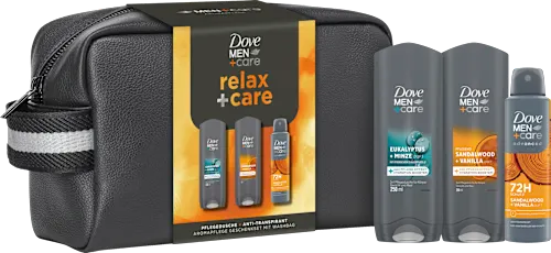 Relax + Care gift set including 3-piece cosmetic bag, 1 pc.