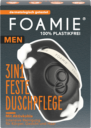 Solid shower gel for men with activated charcoal, 3-in-1, 90 g
