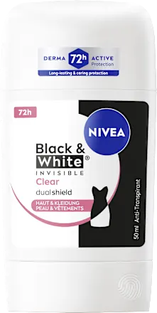 Antiperspirant Deostick Black & White Invisible Clear, 50 ml