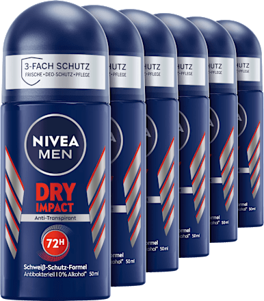 Antiperspirant Deo Roll-on Dry Impact, Value Pack (6x50 ml), 300 ml