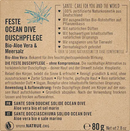 Solid Shower Gel Ocean Dive Organic Aloe Vera & Sea Salt, 80 g - Image 5