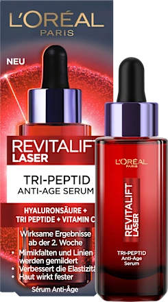 Anti-aging laser serum with tri-peptides, hyaluronic acid and vitamin C, 30 ml