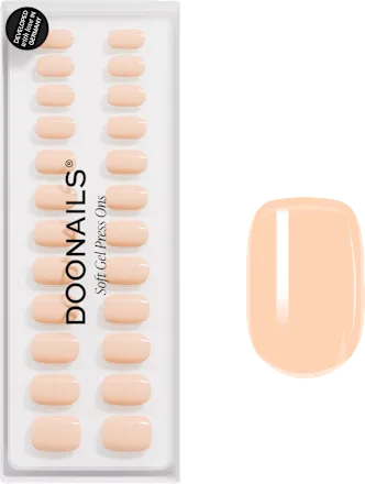 Artificial nails, soft gel press-ons, apricot, short square, 30 pieces