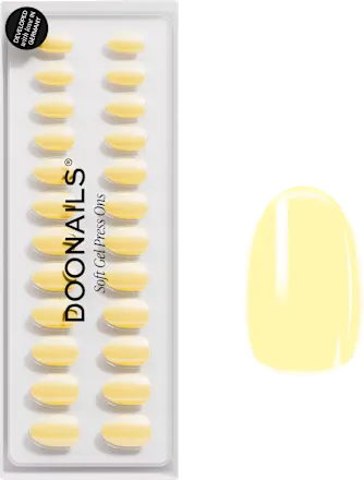 Artificial nails, Soft Gel Press Ons Lemon Sorbet Short Round, 30 pieces