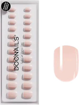 Artificial nails, soft gel press-ons, classic French, extra short square, 30 pieces