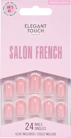 Artificial nails Salon French Medium Square, 24 pcs