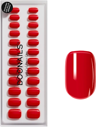 Artificial nails, soft gel press-ons, rose red, short square, 30 pieces