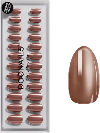 Artificial nails, soft gel press-ons, glazed chocolate, short almond, 30 pieces