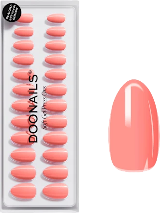 Artificial nails, Soft Gel Press Ons Peach Please Short Almond, 30 pieces