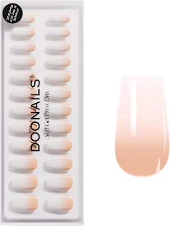 Artificial nails, soft gel press-ons, baby boomer short coffin, 30 pieces