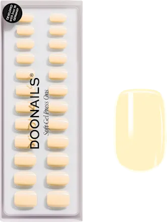 Artificial nails, Soft Gel Press Ons Butter Yellow Short Square, 30 pieces