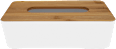 Plastic tissue box with bamboo lid, white, 1 pc.
