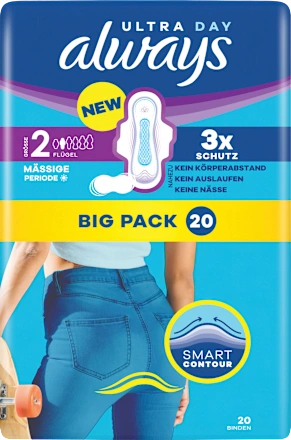 Ultra Sanitary Pads Day Long 2 with wings, Big Pack, 20 pieces