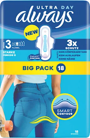 Ultra Pads Day Long Plus 3 with wings, Big Pack, 18 pieces