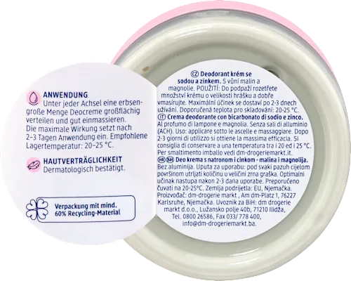 Deodorant cream with baking soda & zinc, 50 ml - Image 4