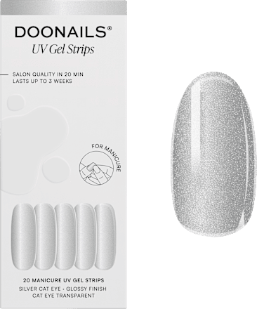 UV Gel Nail Foils, Gel Strips Silver Cat Eye, 20 pcs