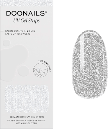 UV Gel Nail Foils, Gel Strips Silver Shimmer, 20 pcs