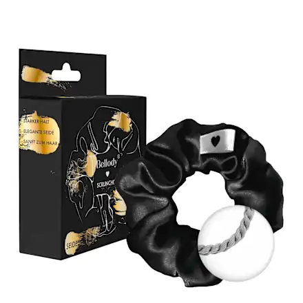 Scrunchie made of silk, Classic Black, 1 pc