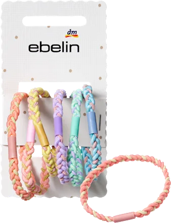 Braided hair ties, colorful, 6 pieces