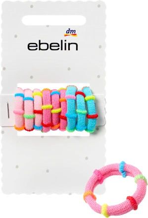 Striped, multicolored hair ties, 9 pieces