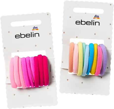 Hair ties, pink/multicolored mix, 9 pieces