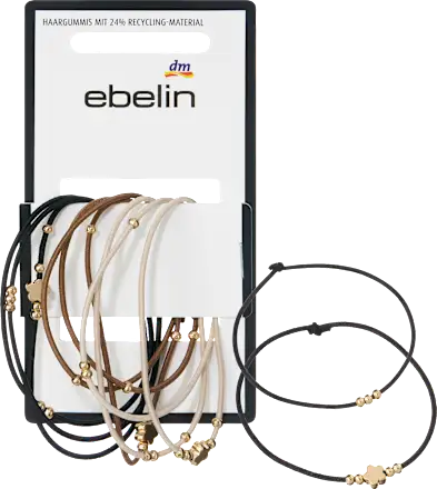 Hair ties with pearls, brown/black/beige, 9 pieces