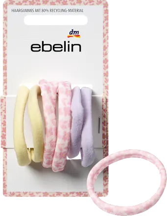 Hair ties yellow/lilac/floral pattern, 6 pcs